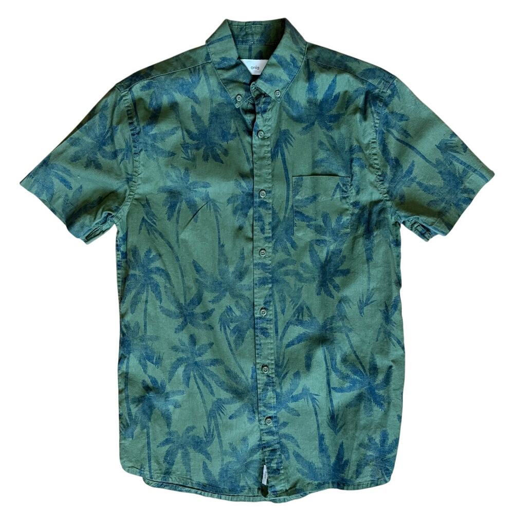 Onia Jack Hawaiian Palm Tree Camp Shirt Men’s Size Small Short Sleeve
